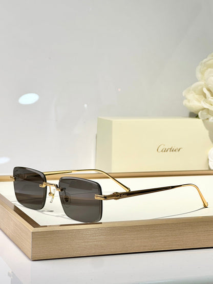 CARTIER RIMLESS SQUARE FRAME SUNGLASSES CT0610S IN METAL