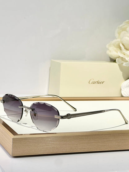 CARTIER RIMLESS ROUND FRAME SUNGLASSES CT0611S IN METAL
