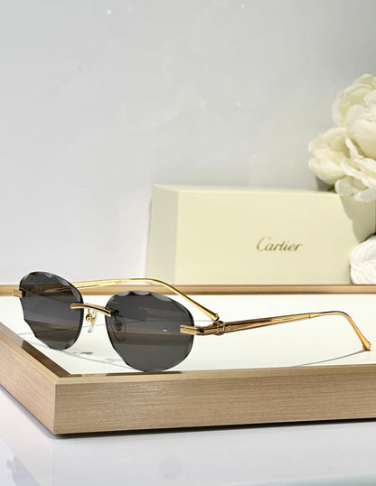 CARTIER RIMLESS ROUND FRAME SUNGLASSES CT0611S IN METAL