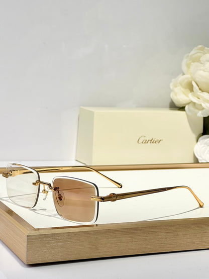 CARTIER RIMLESS SQUARE FRAME SUNGLASSES CT0610S IN METAL