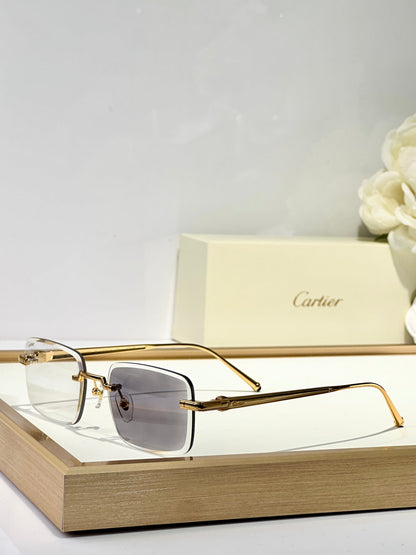 CARTIER RIMLESS SQUARE FRAME SUNGLASSES CT0610S IN METAL