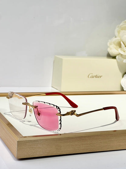 CARTIER PANTHÈRE PHOTOCHROMIC LENSES RIMLESS SQUARE FRAME SUNGLASSES 580910 IN METAL