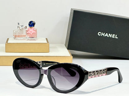 CHANEL CAT EYE SUNGLASSES CH5537Q IN ACETATE CHAIN METAL