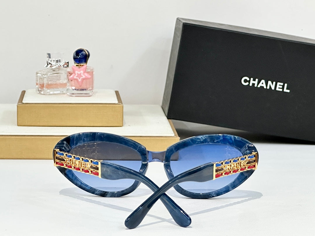 CHANEL CAT EYE SUNGLASSES CH5537Q IN ACETATE CHAIN METAL