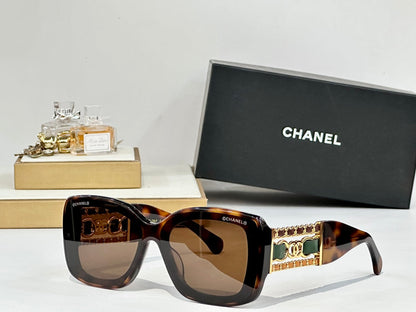 CHANEL SQUARE SUNGLASSES CH5537Q IN ACETATE CHAIN METAL