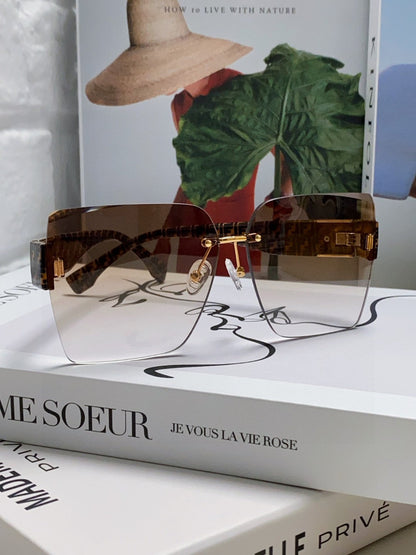 FENDI FF PATTERN FIRST CRYSTAL SQUARE FRAME SUNGLASSES 562044 IN ACETATE