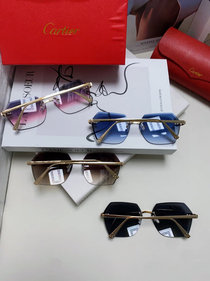 CARTIER PANTHÈRE RIMLESS GEOMETRIC FRAME SUNGLASSES 562061 IN METAL