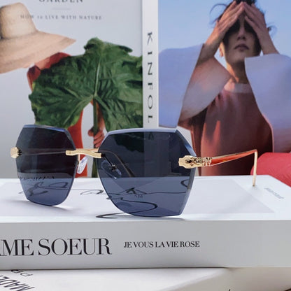 CARTIER PANTHÈRE RIMLESS GEOMETRIC FRAME SUNGLASSES 562061 IN METAL