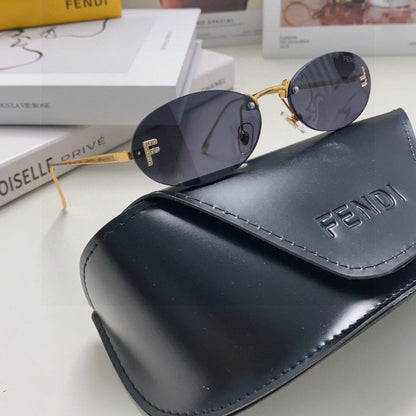 FENDI FIRST CRYSTAL RIMLESS OVAL FRAME SUNGLASSES 557152 IN METAL
