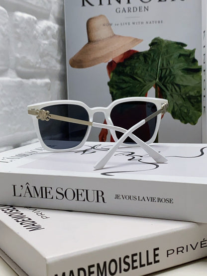 CELINE TRIOMPHE SUNGLASSES 497817 IN WHITE METAL BLACK LENSES