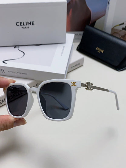 CELINE TRIOMPHE SUNGLASSES 497817 IN WHITE METAL BLACK LENSES