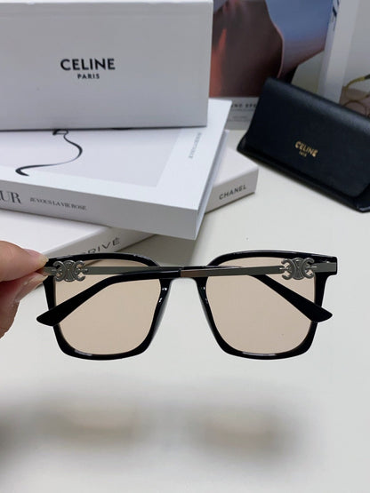 CELINE TRIOMPHE SUNGLASSES 497818 IN SILVER METAL LIGHT BROWN LENSES