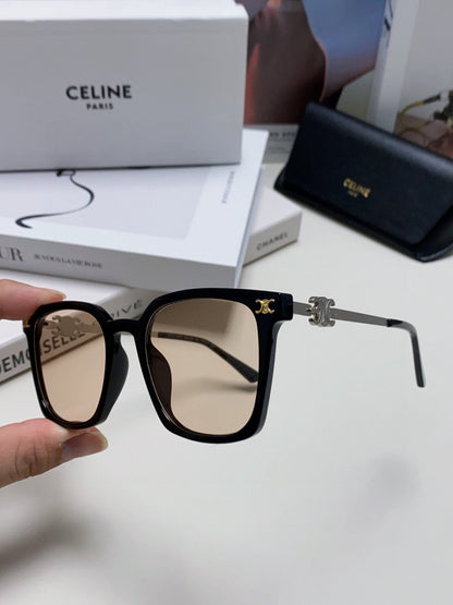 CELINE TRIOMPHE SUNGLASSES 497818 IN SILVER METAL LIGHT BROWN LENSES