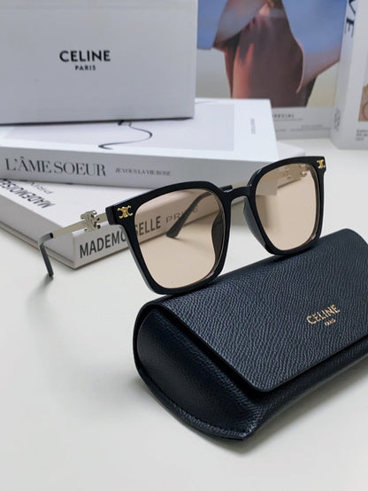 CELINE TRIOMPHE SUNGLASSES 497818 IN SILVER METAL LIGHT BROWN LENSES