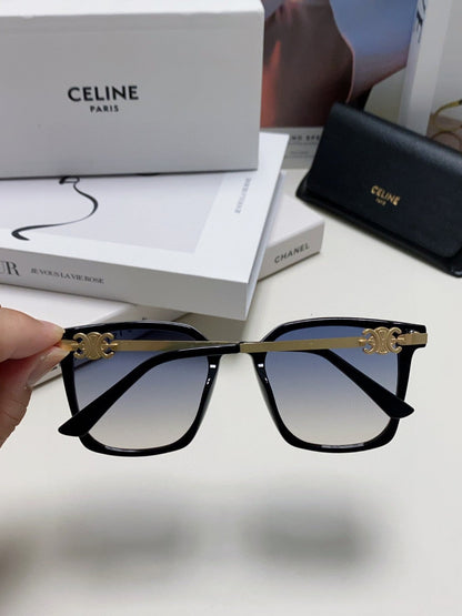 CELINE TRIOMPHE SUNGLASSES 497819 IN GOLD METAL BLACK SMOKE LENSES