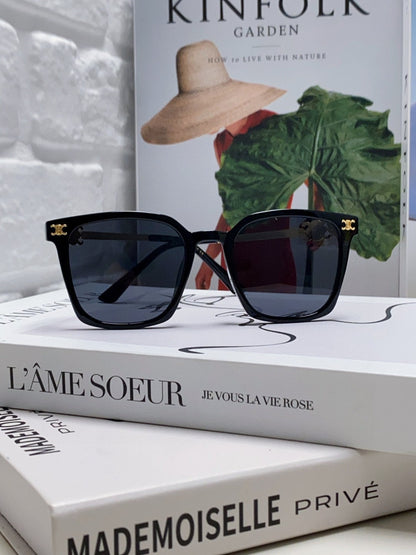 CELINE TRIOMPHE SUNGLASSES 497820 IN GOLD METAL BLACK LENSES