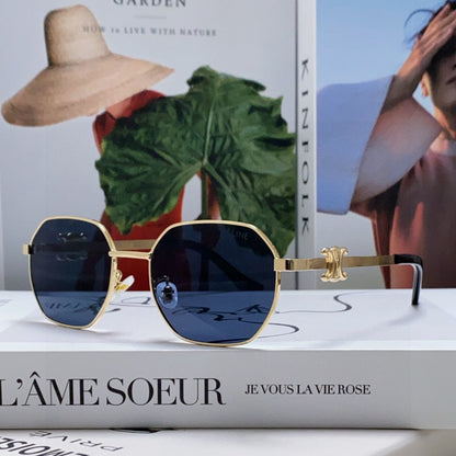 CELINE TRIOMPHE SUNGLASSES 497823 IN GOLD METAL BLACK LENSES