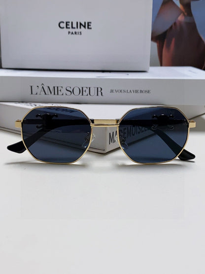 CELINE TRIOMPHE SUNGLASSES 497823 IN GOLD METAL BLACK LENSES