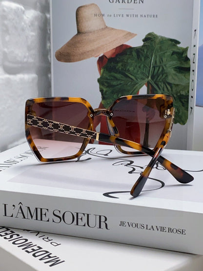 CELINE TRIOMPHE SUNGLASSES 497830 IN HAVANA ACETATE EMBOSSED LOGO