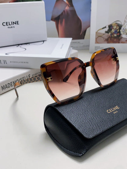 CELINE TRIOMPHE SUNGLASSES 497830 IN HAVANA ACETATE EMBOSSED LOGO