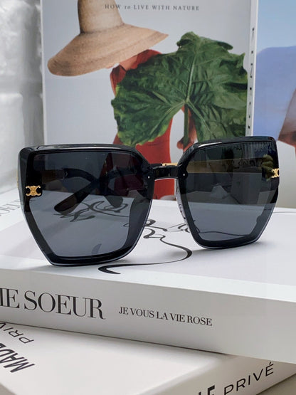 CELINE TRIOMPHE SUNGLASSES 497831 IN BLACK ACETATE EMBOSSED LOGO