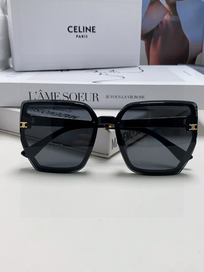 CELINE TRIOMPHE SUNGLASSES 497831 IN BLACK ACETATE EMBOSSED LOGO