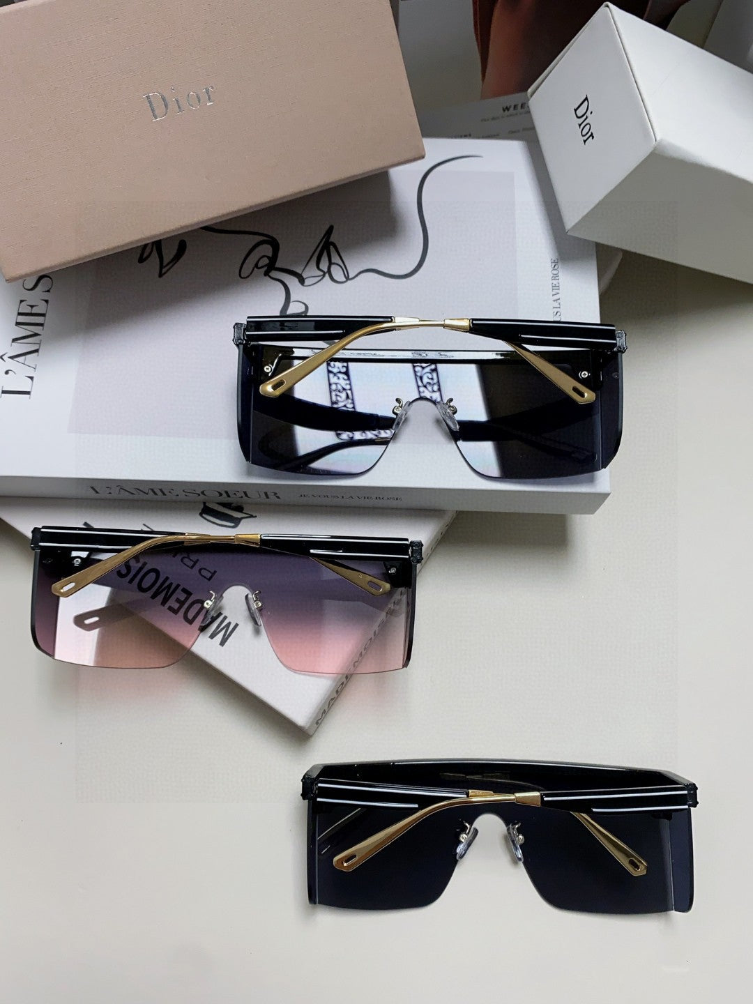 DIOR SUNGLASSES CLUB M1U 566688 IN BLACK ACETATE PINK SMOKE LENSES