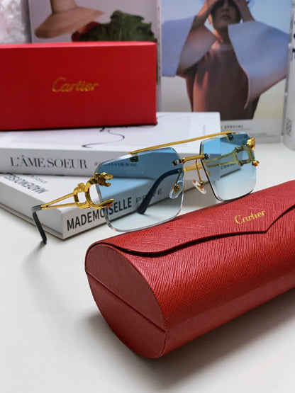 CARTIER PANTHÈRE RIMLESS RECTANGULAR FRAME SUNGLASSES 543542 IN METAL
