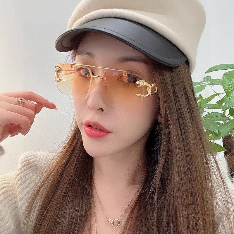 CARTIER PANTHÈRE RIMLESS RECTANGULAR FRAME SUNGLASSES 543542 IN METAL