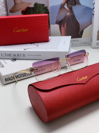 CARTIER PANTHÈRE RIMLESS RECTANGULAR FRAME SUNGLASSES 543543 IN METAL