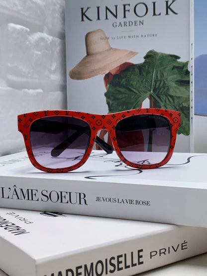LOUIS VUITTON MONOGRAM SUNGLASSES 581385 IN RED ACETATE FRAME