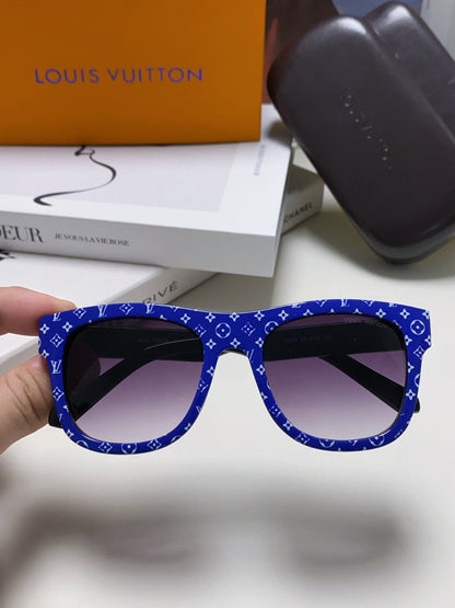 LOUIS VUITTON MONOGRAM SUNGLASSES 581385 IN BLUE ACETATE FRAME