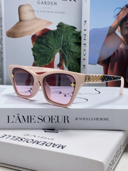 LOUIS VUITTON SQUARE SUNGLASSES 581358 IN NUDE PINK ACETATE EMBOSSED MONOGRAM LOGO