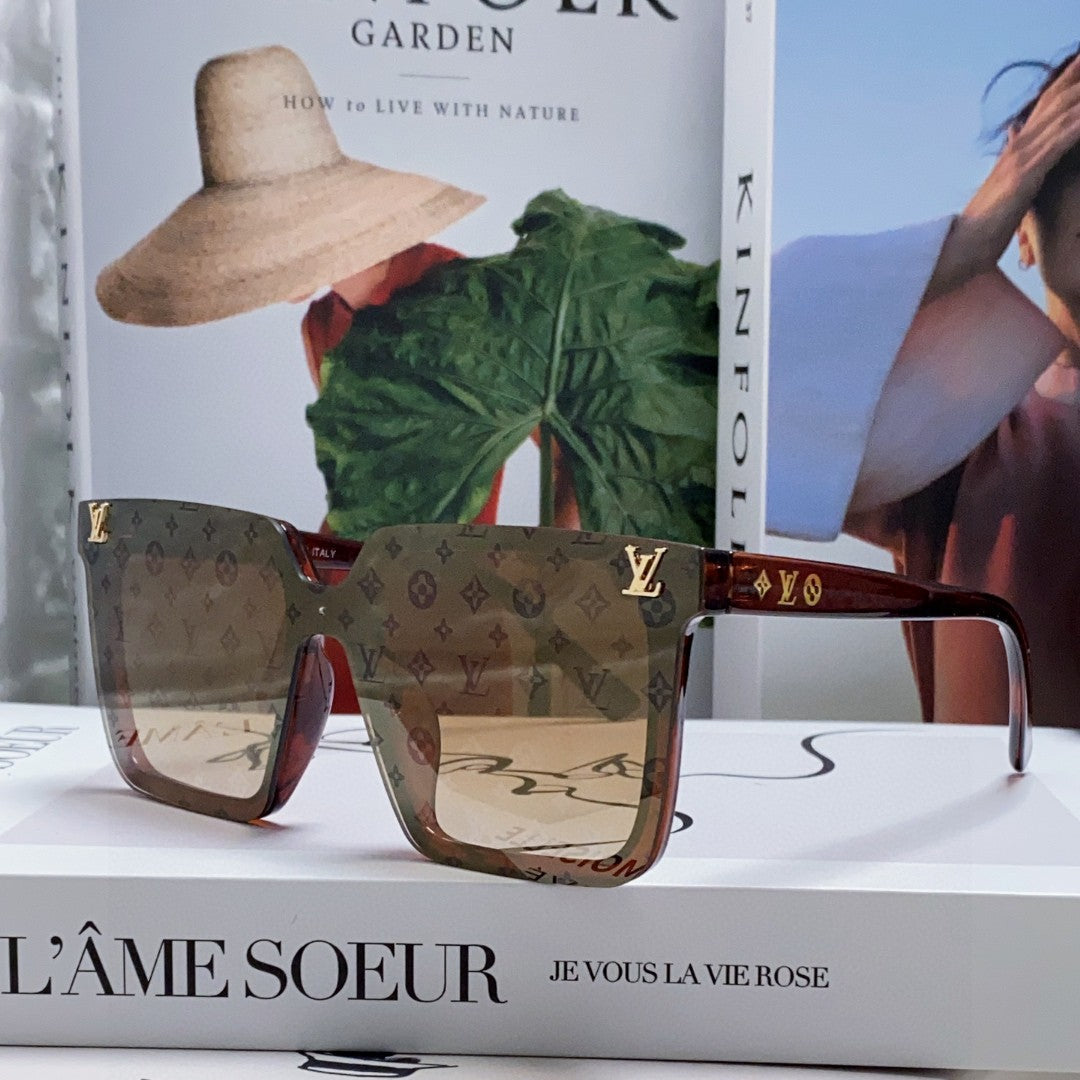 LOUIS VUITTON SQUARE SUNGLASSES 581367 IN BROWN ACETATE MONOGRAM MASK ON LENS