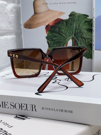 LOUIS VUITTON SQUARE SUNGLASSES 581367 IN BROWN ACETATE MONOGRAM MASK ON LENS