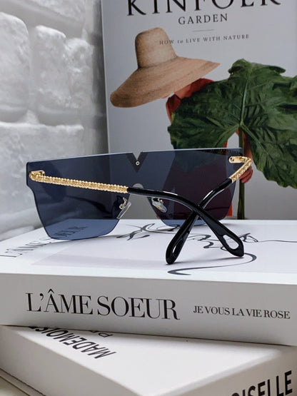 LOUIS VUITTON SQUARE SUNGLASSES 581372 IN GOLD METAL GREY LENSES
