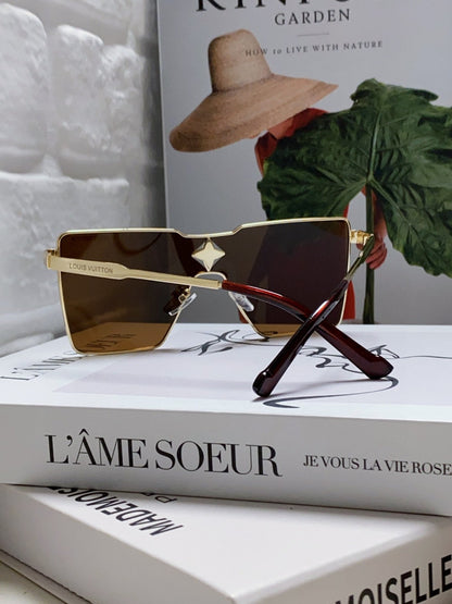 LOUIS VUITTON CYCLONE SUNGLASSES 581374 IN GOLD METAL BRWON LENSES