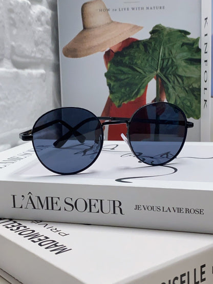 LOUIS VUITTON SIGNATURE ROUND SUNGLASSES 581383 IN BLACK METAL