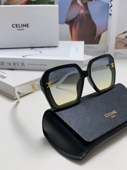 CELINE TRIOMPHE SUNGLASSES 548593 IN BLACK AND WHITE ACETATE