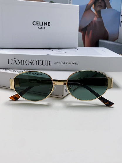 CELINE TRIOMPHE SUNGLASSES 548596 IN METAL BLACK LENSES