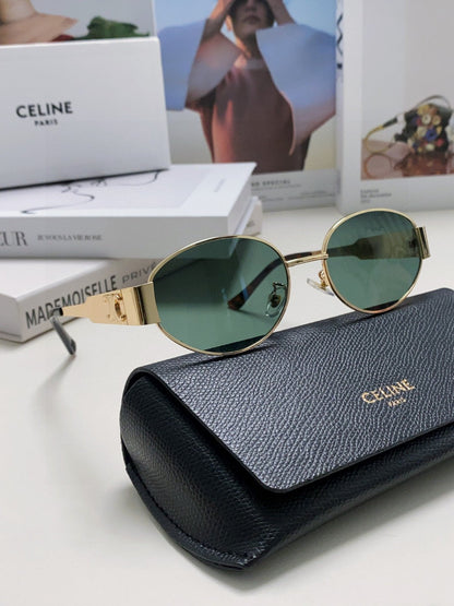 CELINE TRIOMPHE SUNGLASSES 548596 IN METAL BLACK LENSES