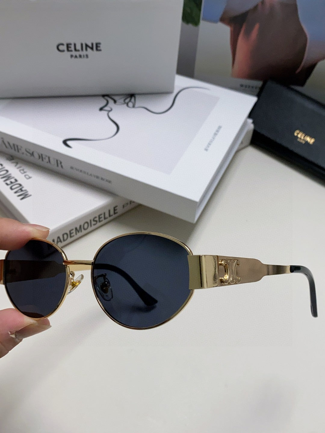 CELINE TRIOMPHE SUNGLASSES 548598 IN METAL