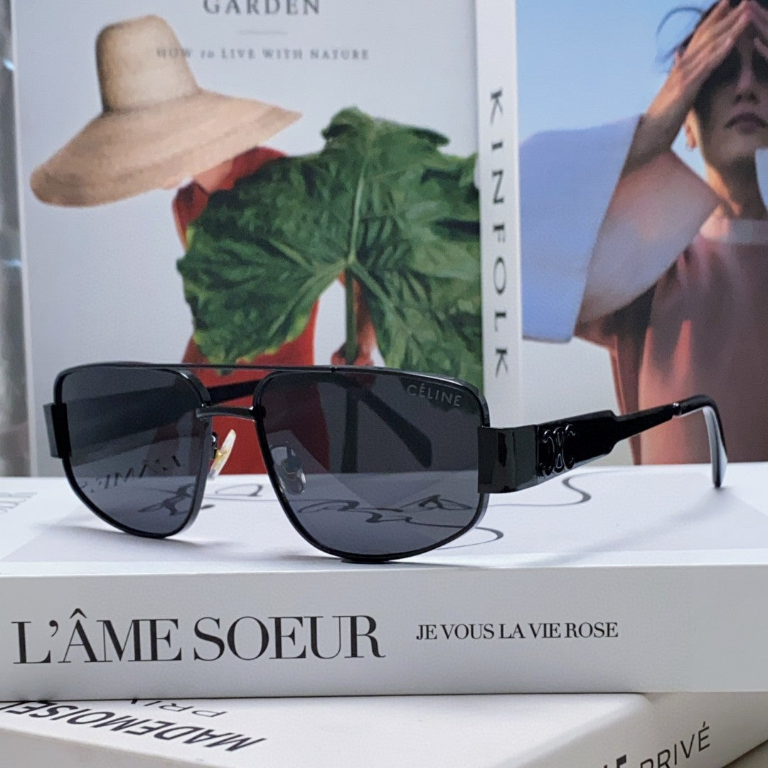 CELINE TRIOMPHE SUNGLASSES 512996 IN BLACK METAL