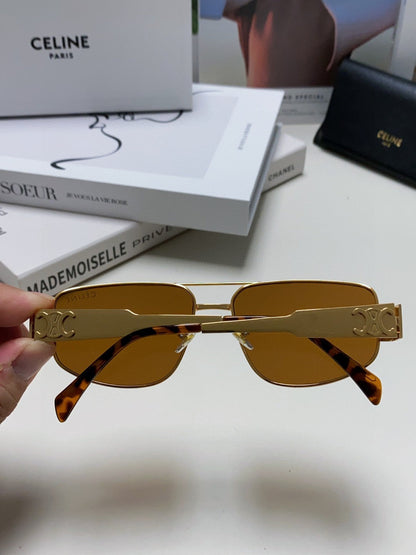CELINE TRIOMPHE SUNGLASSES 512998 IN GOLD METAL BROWN LENSES