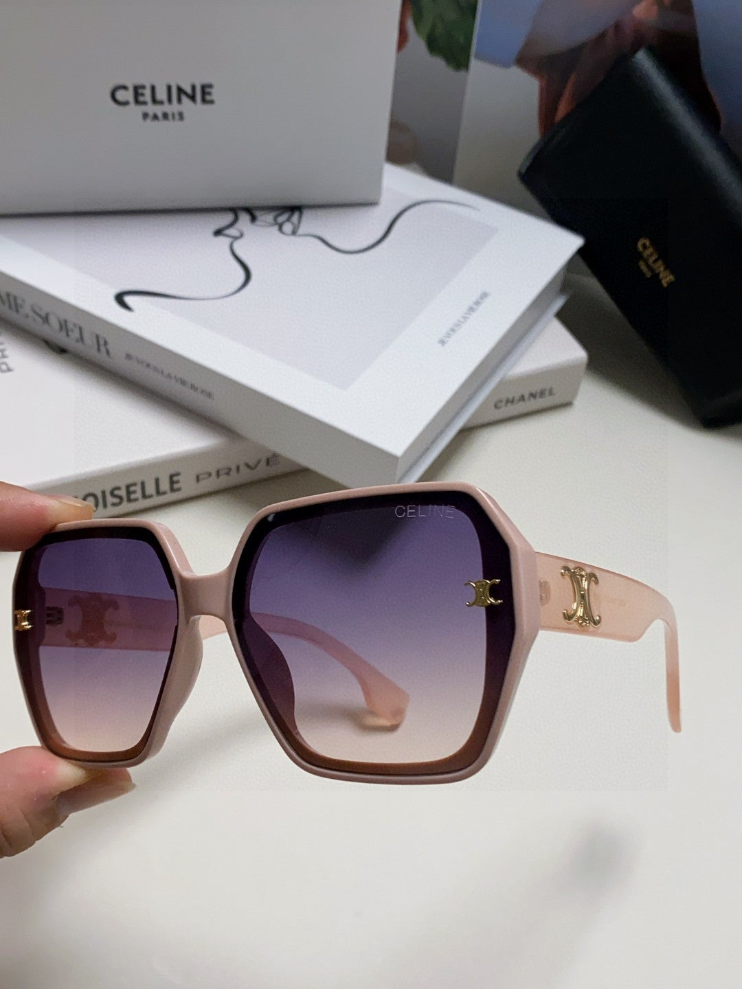 CELINE TRIOMPHE SUNGLASSES 552769 IN PINK ACETATE