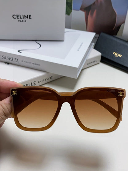 CELINE TRIOMPHE SUNGLASSES 552774 IN CARAMEL ACETATE TEXT LOGO