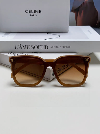 CELINE TRIOMPHE SUNGLASSES 552774 IN CARAMEL ACETATE TEXT LOGO