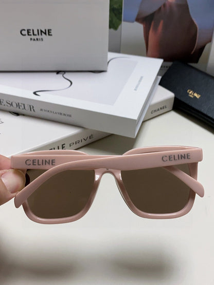 CELINE TRIOMPHE SUNGLASSES 552774 IN BABY PINK ACETATE TEXT LOGO