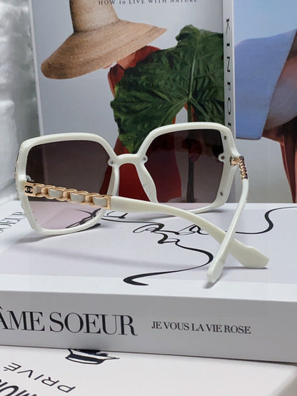 CHANEL SQUARE SUNGLASSES 632874 IN WHITE ACETATE