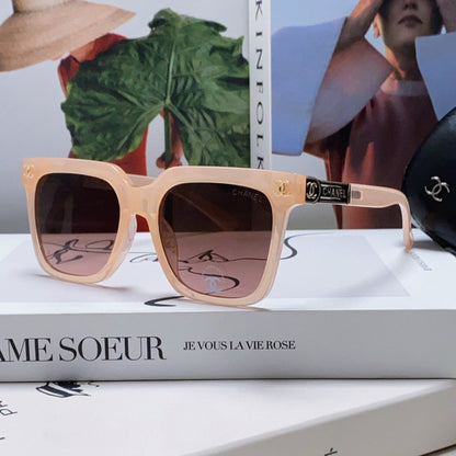CHANEL SQUARE SUNGLASSES 632877 IN PINK CLEAR ACETATE